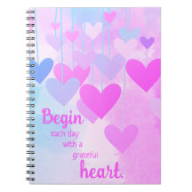 Citation de gratitude Coeur rose pourpre bleu Grat