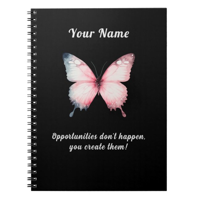 Carnet Citation de motivation papillon nom personnalisé (Devant)