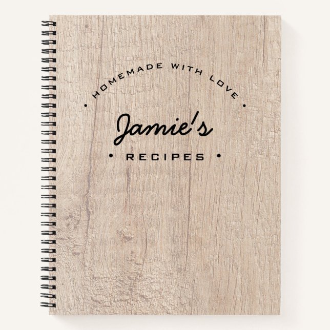 Carnet Citation de recette personnalisée en bois fait mai (Devant)