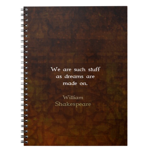 Carnet Citation de rêve inspirationnel William Shakespear (Devant)