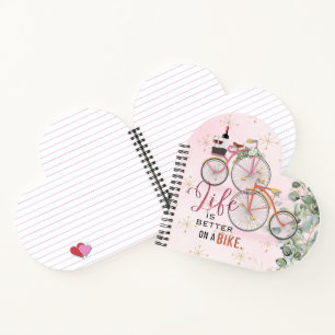 Carnet Citation de vélo en forme de coeur