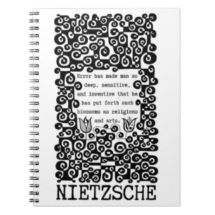 Carnet Citation d'ERREUR en noir et blanc de Nietzsche