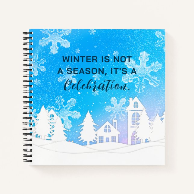 Carnet Citation d'hiver Blue White Snow House Snowflakes (Devant)