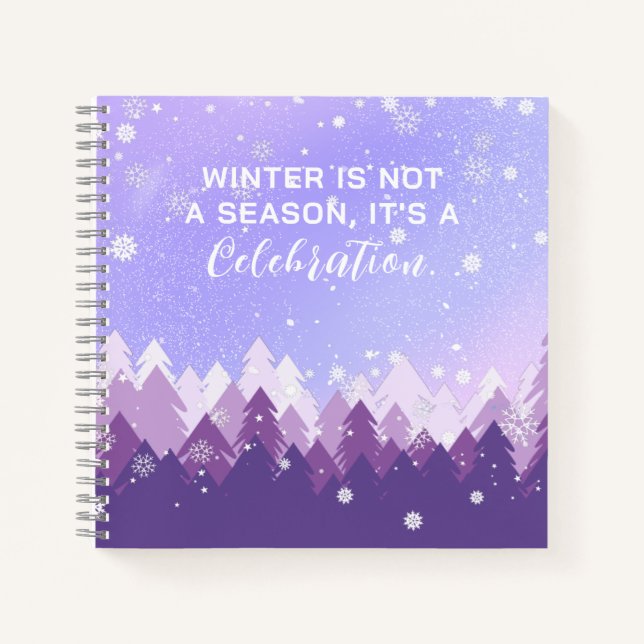 Carnet Citation d'hiver de la forêt paisible de neige vio (Devant)
