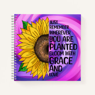Carnet Citation et tournesol tiré à la main