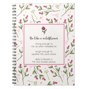 Carnet Citation Inspirante Avec Motif Fleur sauvage