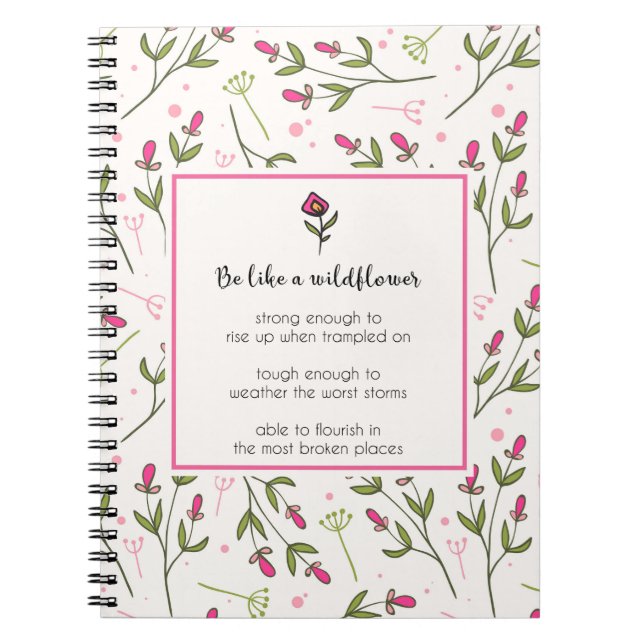 Carnet Citation Inspirante Avec Motif Fleur sauvage (Devant)