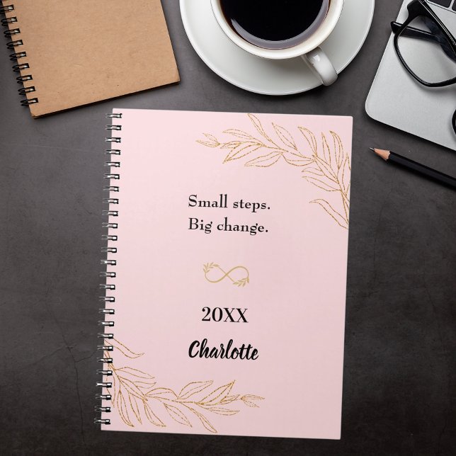Carnet Citation inspirante du feuillage d'or rose (Créateur téléchargé)