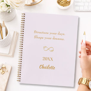 Carnet Citation inspirante en or rose lavande