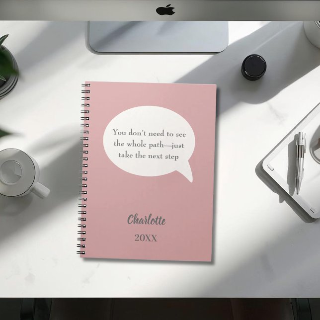 Carnet Citation inspirante rose poudrée rose ivoire (Créateur téléchargé)