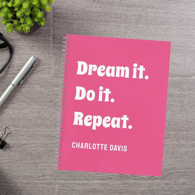 Carnet Citation inspiré rose blanc rêve il le faire (Créateur téléchargé)