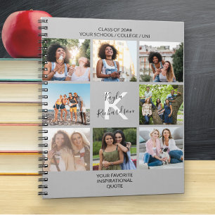 Carnet Citation Monogramme 8 Photo Collage Gris