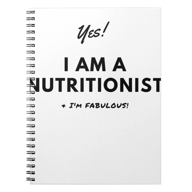 Carnet Citation noire et blanche de nutritionniste drôle (Devant)