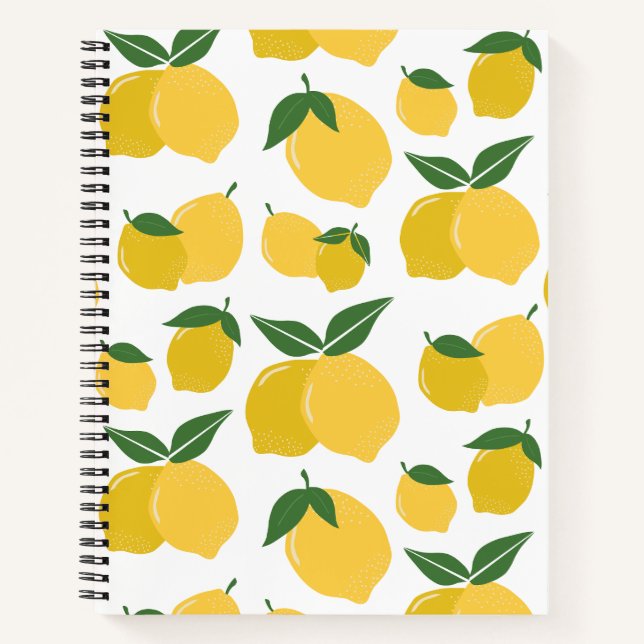 Carnet Citron Motif Fruit Rétro Jaune Sur Blanc (Devant)