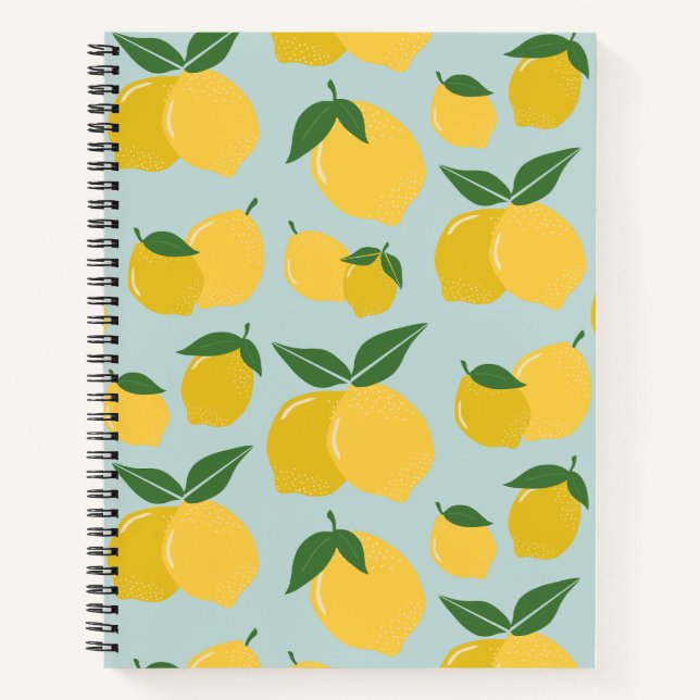 Carnet Citron Motif Fruit Rétro Jaune Sur Vert (Devant)