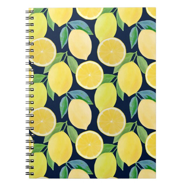 Carnet Citrons aquarelle : Illustration Motif fraîche (Devant)
