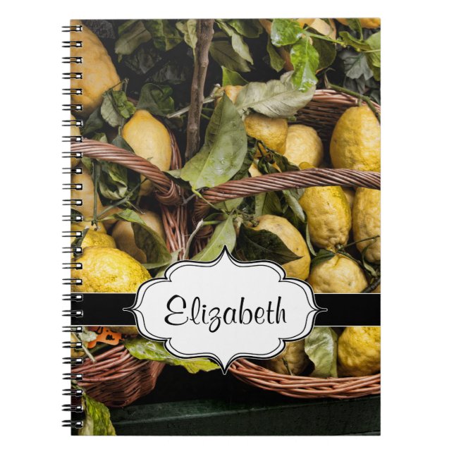Carnet Citrons italiens élégants dans un panier (Devant)