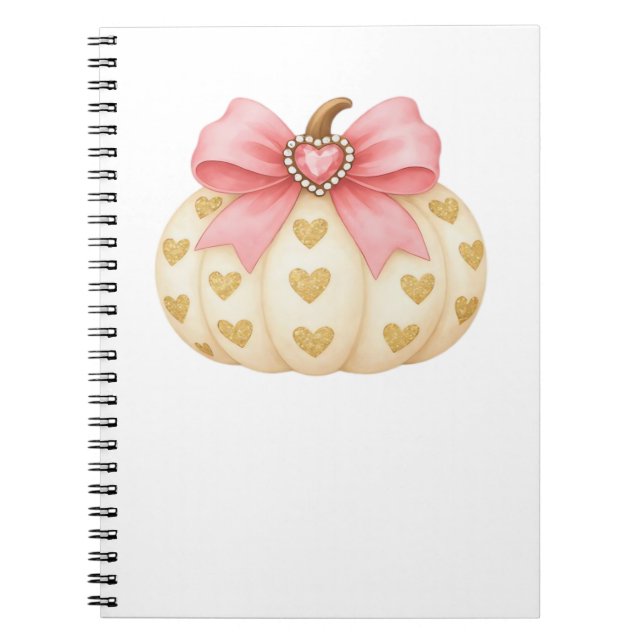 Carnet Citrouille à cou rose avec Coeurs d'or - Coquette  (Devant)