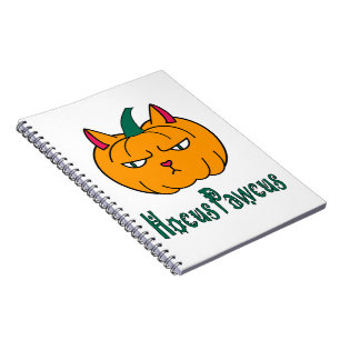 Carnet Citrouille de chat roux de Halloween hocus pocus m