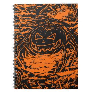 Carnet Citrouille d'Halloween Araignée Orange Dessin au T