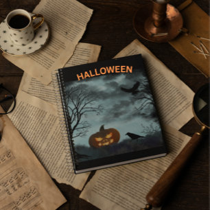 Carnet Citrouille d'Halloween et corbeau