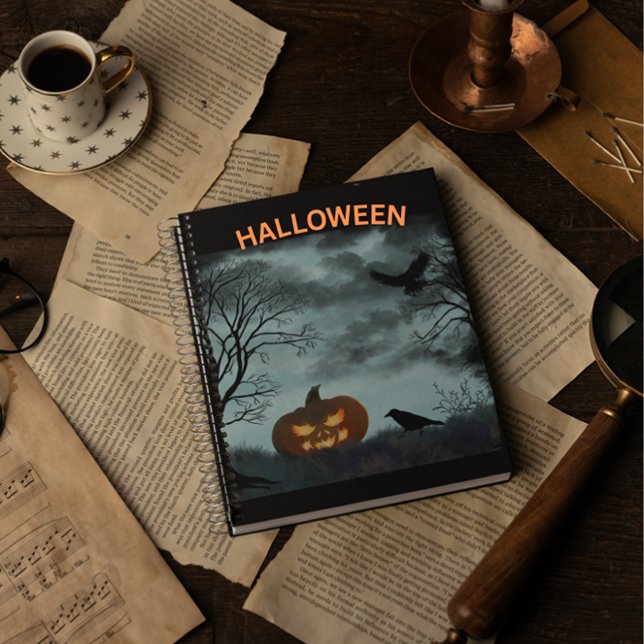 Carnet Citrouille d'Halloween et corbeau (Créateur téléchargé)
