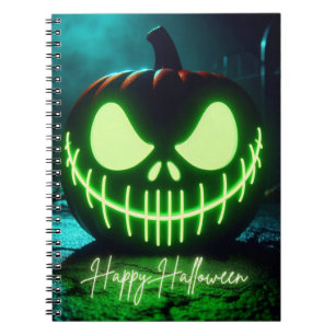 Carnet citrouille d'Halloween vert éffrayant