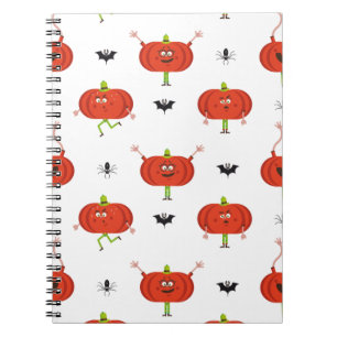 Carnet Citrouilles d'halloween mignonnes, araignée et mot