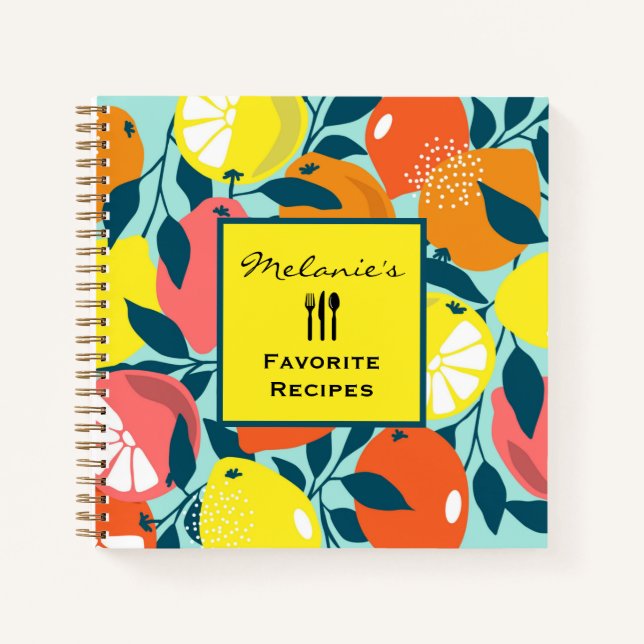 Carnet Citrus citron moderne Art Fruit Recette personnali (Devant)