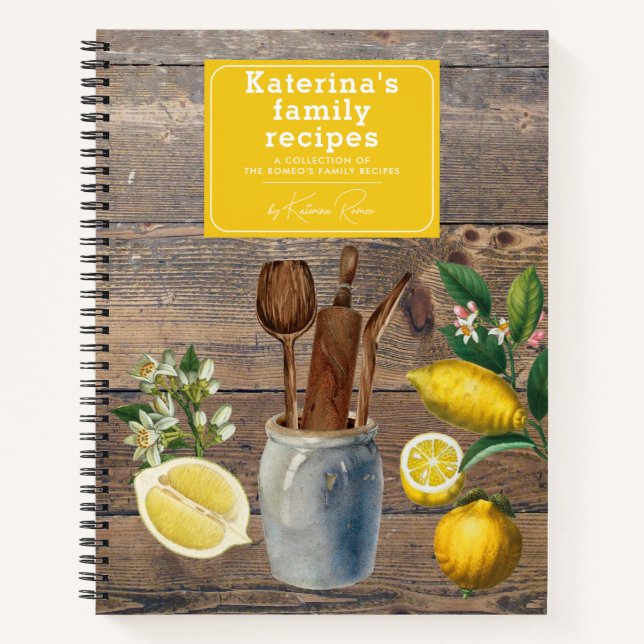 Carnet Citrus Lemons Bois Ustensiles de cuisine Famille R (Devant)