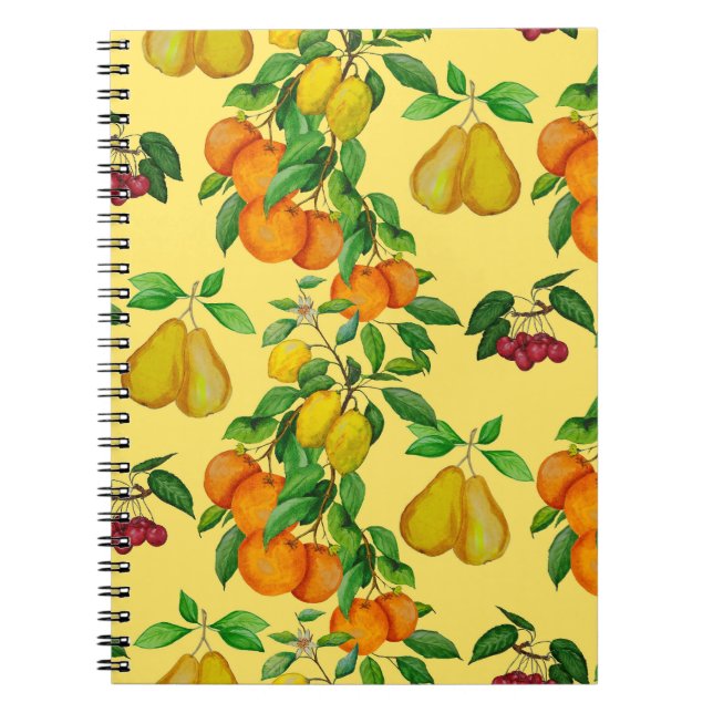 Carnet Citrus, poire, cerise : aquarelle. (Devant)