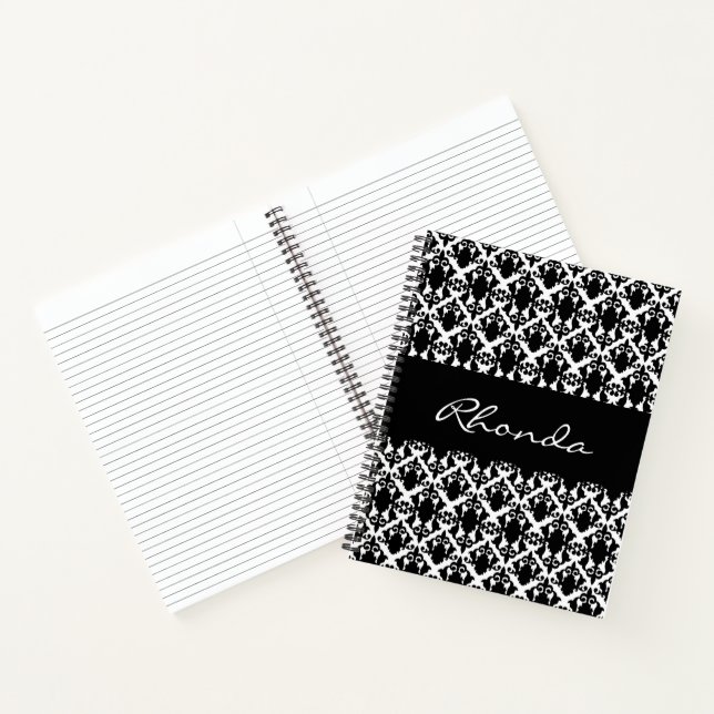 Carnet Clair noir et blanc Damas (Intérieur)