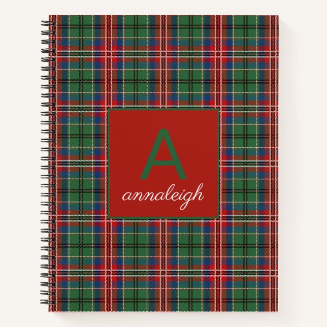 Carnet Clan initial monogrammé plaqué MacCulloch Tartan (Devant)