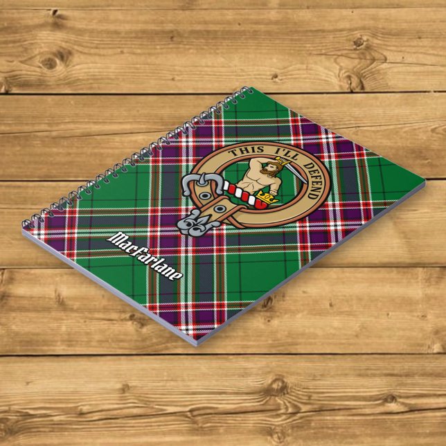 Carnet Clan MacFarlane Crest sur Tartan de chasse moderne (Créateur téléchargé)