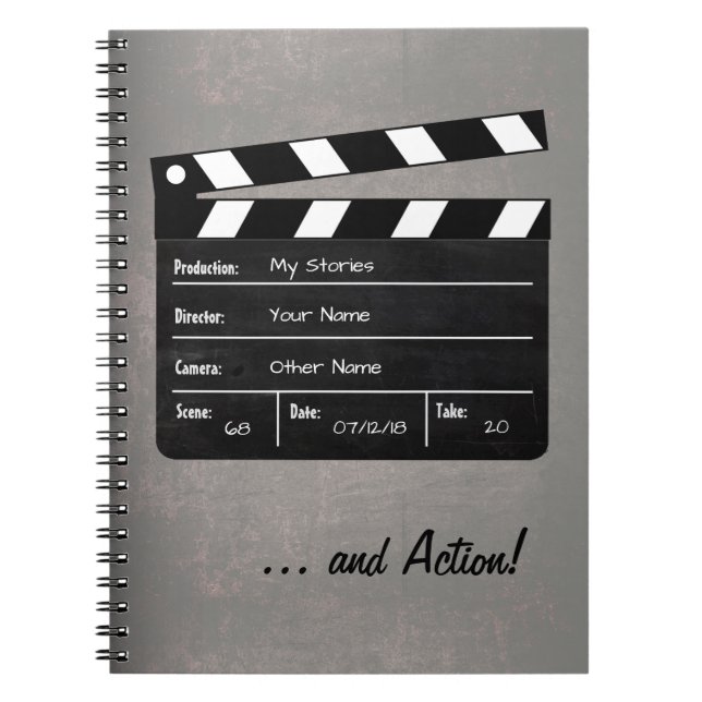 Carnet Clapperboard avec votre texte! (Devant)