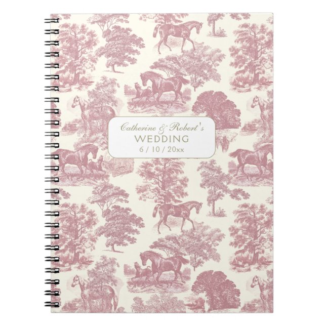Carnet Classé élégant Soft Cheval Rose Toile avec nom (Devant)