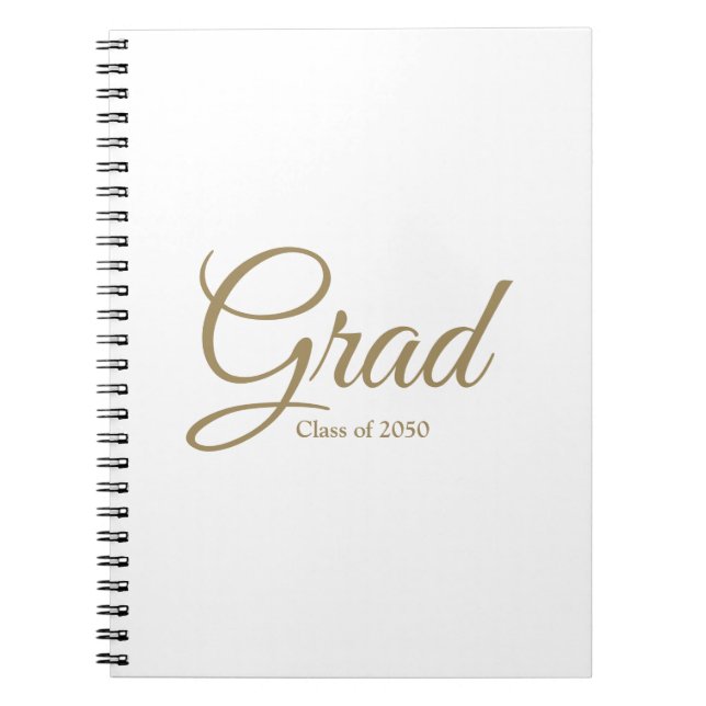 Carnet Classe Grad de 2024 or blanc script personnalisé t (Devant)