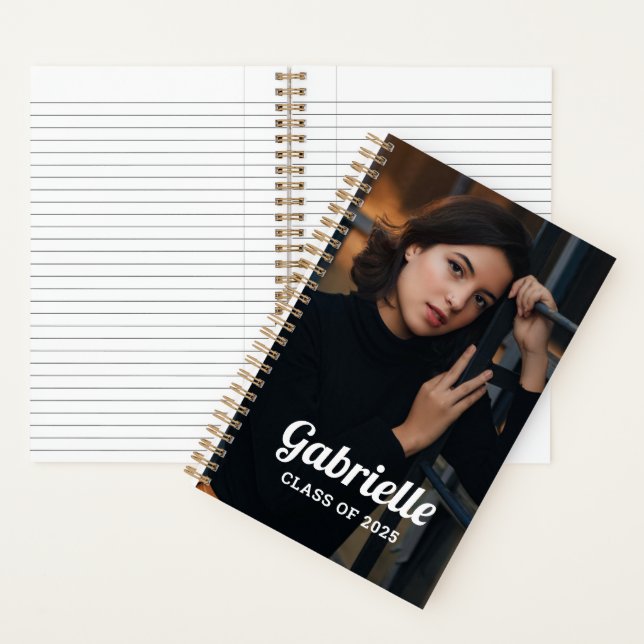 Carnet Classe personnalisée de 2025 White Graduation Phot (À l'intérieur)