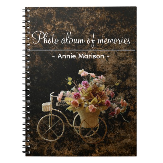 Carnet Classeur de motifs vintage avec image de bicyclett (Devant)
