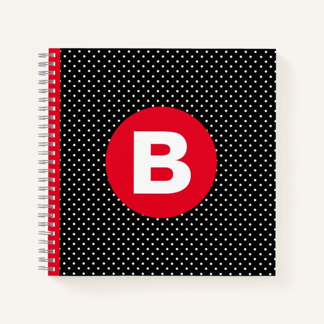 Carnet Classic Black & White Polka Dot with Red Monogram (Devant)