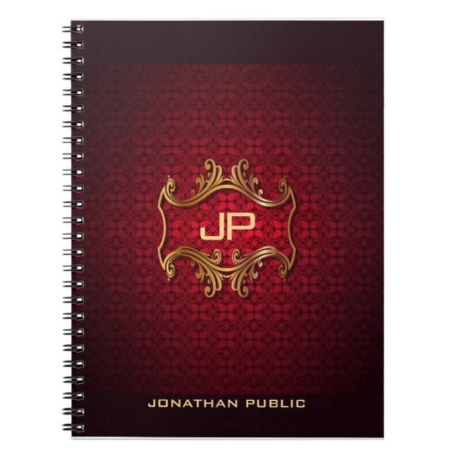 Carnet Classic Elegant Rouge Damask Modèle (Devant)