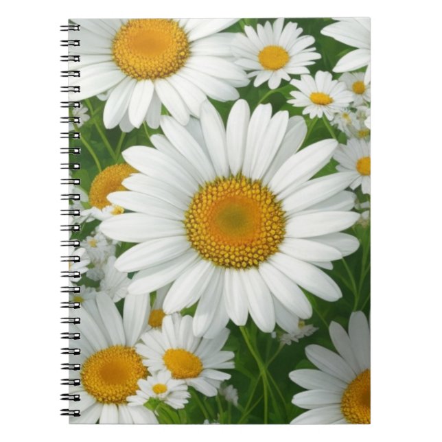 Carnet Classic marguerite motif blanc champs fleuris verd (Devant)