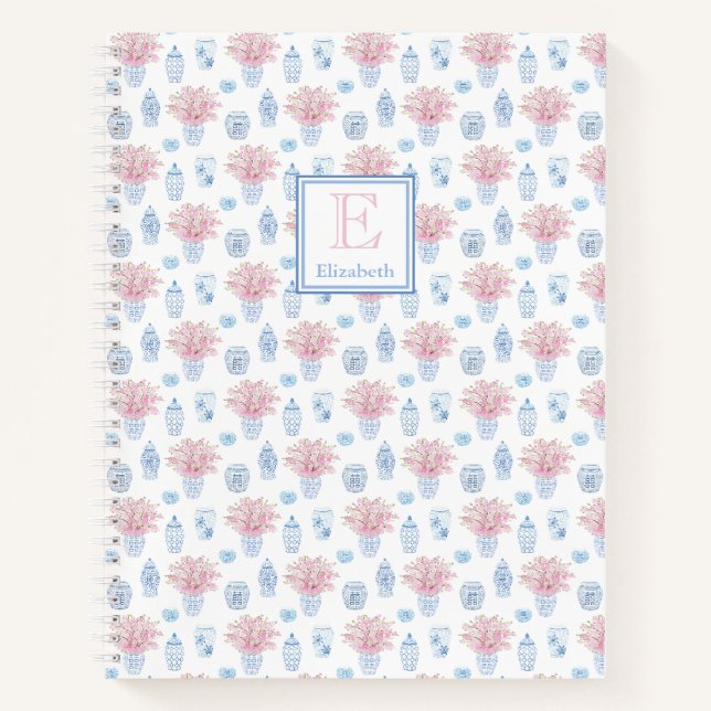 Carnet Classique Dames Bleu Blanc Gingembre Rose Jars Ini (Devant)