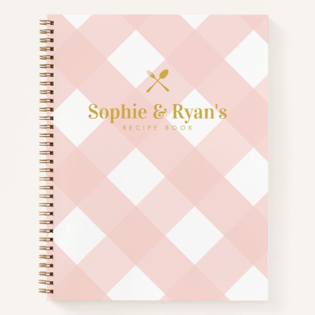 Carnet Classique Elégant Rose En vichy Couples Recette (Devant)