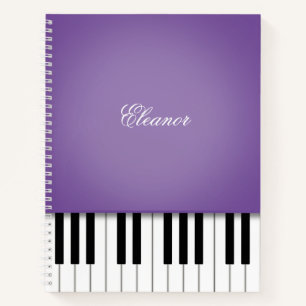 Carnet Clavier de musique piano violet personnalisé
