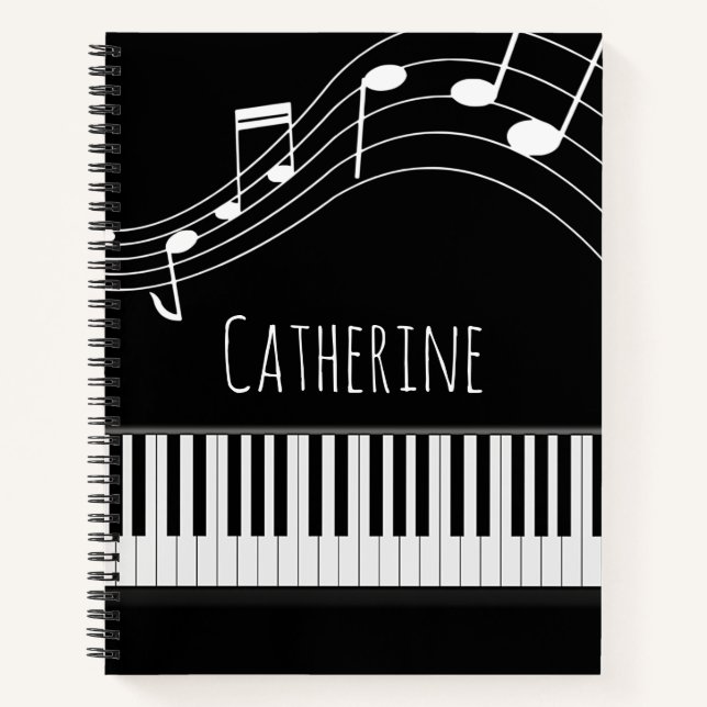 Carnet Clavier de piano et notes musicales (Devant)