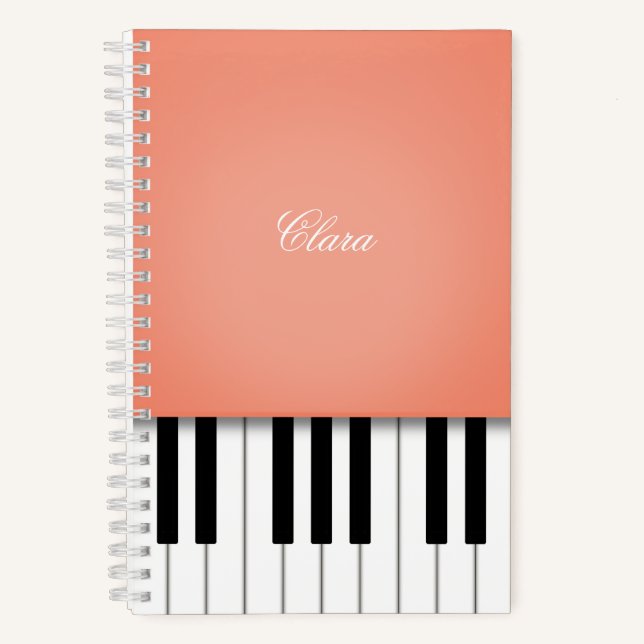 Carnet Clavier de piano personnalisé en forme de pêche (Recto)