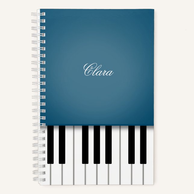 Carnet Clavier Piano Peacock Bleu élégant Personnalisé (Recto)