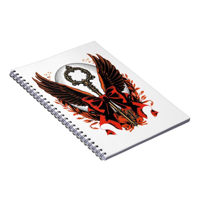 Carnet Clé de fond en velours gothique avec ailes et lune (Côté Droit)