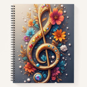 Carnet Clé de sol florale 